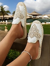 cheap Vacation Sandals-Women&#039;s Luxury Pearl Embellished Black Slide Sandals – Elegant Boho Summer Flats for Beach Weddings, Vacations, Festivals, and Resort Wear