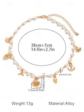 cheap Women&#039;s Necklace-Women&#039;s Pearl Beaded Necklace with Gold Sea Charms – Nautical Beach Jewelry for Summer Vacation and Resort Wear