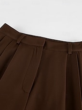 abordables Ensembles chemisiers pour femmes-Femmes Actif Chemisier Ensembles de Pantalons Sans manches Col en V Couleur Unie Dubbele Rij Knopen Date Week-end Marron Été Coupe régulière