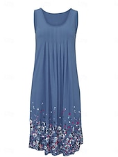 preiswerte Blumenkleider-Damen Minikleid Unterkleid Lässig Party Strand Normale Passform Blumen Grafik Ärmellos U-Ausschnitt Schwarz Rote Blau Grau Sommer