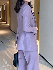 preiswerte Hosenanzüge für Mama-Zweiteiliger Hosenanzug der Brautmutter Kleid eleganter einfacher minimalistischer V-Ausschnitt Spitzrevers knöchellang Polyester lange Ärmel mit einfarbig 2025