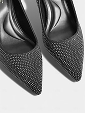 cheap Cocktail-Women&#039;s Champagne Rhinestone Pointed Toe Kitten Heels – Elegant Slip-On Glitter Pumps for Cocktail Parties and Holiday Celebrations