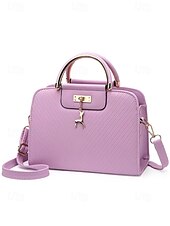 cheap Handbag &amp; Totes-Women&#039;s Faux Leather Top Handle Tote Bag with Deer Charm - Elegant Structured Women&#039;s Shoulder Bag, Perfect for Mother&#039;s Day Gift, Work, Shopping and Casual Outings