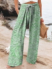 cheap Wide Leg &amp; High Waisted-Women&#039;s Wide Leg Chinos Baggy Pants Vacation Vintage Fashion Full Length High Waist Floral Graphic Printing Thermal Warm Breathable Soft Micro-elastic Vacation Street Causal Black Pink Light Brown