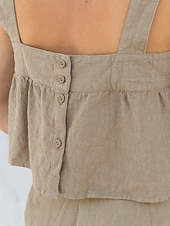 economico Camicie-Per donna Camicia di lino Gilet in cotone e lino Blusa Semplice Moderno Casual Senza Maniche Collo quadrato Top corti Quotidiano Ferie Senza schiena Bianco Cachi Estate