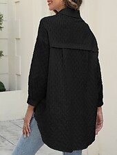 voordelige Dames eenvoudige tops-Dames Overhemd Effen Kleur Stijlvol Casual Lange mouw Overhemdkraag Normale tops Dagelijks Knop Zwart Wit Blozend Roze blauw Zomer Lente
