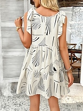 ieftine Rochii cu dungi și geometrice-Pentru femei Rochie Mini Rochie de vară Rochie Slip Casual Zilnic Fit regulat Grafic Geometric Fără manșon Stil Nautic Negru Roz Îmbujorat Albastru piscină Bej Vară