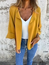 abordables Boutique Graphique Sweatshirts &amp; Hoodies-Femmes Grande taille Hauts d&#039;été Couleur Unie Occasionnel manche longue Col de chemise Hauts Réguliers Sortir Week-end Noir Jaune Vert Véronèse Rouge Bleu Été