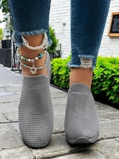 Χαμηλού Κόστους Γυναικεία Sneakers-γυναικεία λευκά πλεκτά slip-on αθλητικά παπούτσια – μοντέρνο και άνετο στυλ για δραστήριες γυναίκες σε υπαίθριους περιπάτους, γυμναστήρια και περιστασιακές εξερευνήσεις στην πόλη