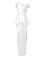 cheap Little White Dresses-Wedding Dresses Mermaid / Trumpet Off Shoulder Sleeveless Ankle Length Satin Bridal Gowns With Solid Color