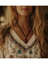 billige Kvinne Boho Topper-Dame Bluse Blomstret Grafisk Bohem Årgang Tropisk 3/4 ermer V-hals Vanlige topper Beige Sommer Vår
