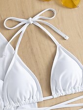 billiga Bikiniset-Kvinnors baddräkter bikini kjol baddräkt rygglös smal frans semester strandkläder enhetlig färg halterneck långärmad baddräkt