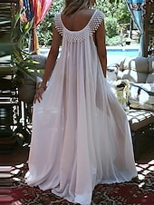 abordables Robes de Diplôme-Femmes Robe Longue Maxi Robe Robe Blanche Robe de remise des diplômes Robe Décontractée Robe en coton et lin Élégant Mode Classique Extérieur Fête Date Coupe régulière Uni Sans manches Col ras du cou