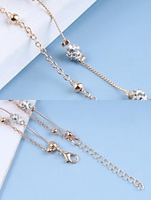 economico Bracciale da donna-Cavigliera da donna con perline e strass a doppio strato: elegante gioiello da spiaggia con catena in oro per l&#039;estate, le vacanze e l&#039;uso quotidiano