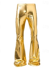 abordables pantalons décontractés-Homme Pantalon Disco Pantalons Évasés Pantalons Pantalon décontracté Boutons Avec Poches Uni Confort Soirée Scène Lumières Disco Mode Occasionnel Dorée Micro-Élastique