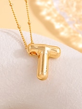 abordables Collier pour femme-Collier pendentif lettre bulle plaqué or – bijou personnalisé avec initiales de 26 lettres de l&#039;alphabet pour femmes et filles – style minimaliste tendance pour anniversaire, remise de diplôme ou usage quotidien