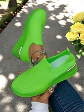 Χαμηλού Κόστους Γυναικεία Sneakers-γυναικεία λευκά πλεκτά slip-on αθλητικά παπούτσια – μοντέρνο και άνετο στυλ για δραστήριες γυναίκες σε υπαίθριους περιπάτους, γυμναστήρια και περιστασιακές εξερευνήσεις στην πόλη