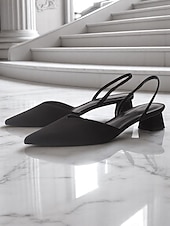 abordables Talons Aiguilles-Escarpins à bride arrière et bout pointu pour femmes – talons bas en similicuir pour des occasions élégantes au bureau et en soirée
