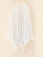 abordables Jupe portefeuille-Maillots de bain pour femmes maillot de bain à ourlet à franges découpé vacances plage vêtements couleur unie à col en V manches longues maillots de bain