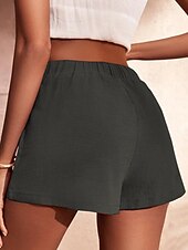 economico Pantaloni in lino e cotone semplici-Per donna Pantaloncini cargo Shorts Moda Atletico Corto Misura del girovita medio Semplice Tasca Elastico in vita Traspirante Confortevole Micro-elastico Sport &amp; Outdoor Abbigliamento quotidiano