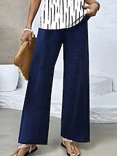 economico Pantaloni-Chinos a Gamba Larga da Donna Pantaloni Baggy Vacanza Basic Casual Lunghezza Intera Vita Alta Semplice Pocket Vita Elastica Comodo Morbido Confortevole Micro-elastico Formale Vacanza Strada Blu