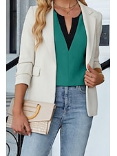 abordables Hauts Unis pour Femmes-Femmes Chemisier Bloc de Couleur Moderne Occasionnel Manche Courte Col en V Hauts Réguliers Fête Sortir Patchwork Noir Blanche Vert Abricot Été