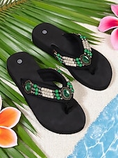 economico Infradito da Vacanza-sandali infradito con perline in stile bohémien da donna – infradito con plateau impreziosite da pietre preziose per vacanze al mare, gite estive e abbigliamento casual