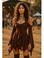 economico Vestito Semplice-Abito boho da donna abito western vintage mini abito in tinta unita abito a trapezio abito scivolato abito spalle scoperte casual all&#039;aperto uscite in spiaggia grafico senza maniche spalline nere