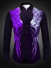 abordables chemises western pour hommes-Homme Ailes Chemise Chemise Western manche longue Abstrait Gothique Usage quotidien Sortie Printemps été Col rabattu Imprimer Bouton bas Jaune Rouge Violet
