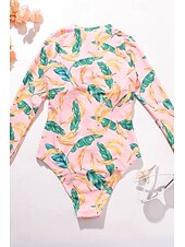 billiga One-piece-baddräkter-Dam Badkläder En bit Baddräkt Dragkedja Tropisk Standkläder Blomma Rund hals Ärmlös Baddräkter