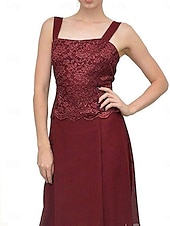 levne Sety šatů pro maminky-Sady Šatů Matka Nevěsty Šaty Elegantní Jednoduché Čtvercový Výstřih Podlahová Délka Polyester Dlouhý Rukáv s Jednoduchou Barvou