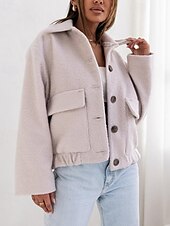 billige Kåper og trenchcoats-Dame Frakk Blazer Hold Varm Bekvem Knapper Elegant Mote Utendørs عادي Ut på byen Fritid / hverdag Helg Enkeltkneppet Normal Knaphul Normal Langermet Yttertøy Svart Aprikos kaffe Vår Høst