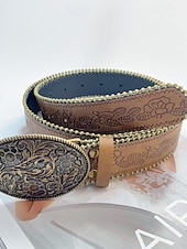 cheap Belt-Women&#039;s Belt PU Light Yellow Light Brown Camel Brown Khaki Waist Belt Street Holiday Floral