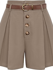 abordables Shorts-Femmes Shorts Slacks Mode Court Naturel Uni Avec Poches Boucle Extérieur Confortable Fête Sortir Abricot Noir Blanche Gingembre Été Coupe régulière