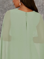 voordelige Bruiloftsgastjurken-A-Lijn Bruiloft Gast Jurken Elegante Jurk Bruiloft Gast Verloving Vloerlengte Mouwloos V Hals Herfst Bruiloft Gast Chiffon met Splits
