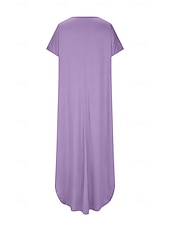 abordables Robe Simple-Robe maxi femme robe d&#039;été couleur unie décontractée quotidienne vacances ajustement régulier plain manches courtes col en V noir rose violet vert été