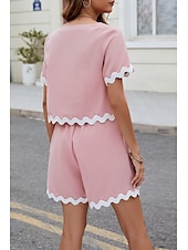 abordables Ensembles courts pour femmes-Ensembles de shorts de mode streetwear pour femmes en 2 pièces à manches courtes à col rond en couleur unie imprimé décontracté quotidien noir rose bleu été coupe régulière