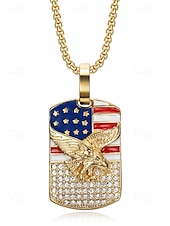 preiswerte Herrenschmuck-Herren-Halskette mit Adleranhänger und amerikanischer Flagge – patriotischer Schmuck aus goldenem Edelstahl mit Strasssteinen für den Unabhängigkeitstag, Veteranen und die Anerkennung des Militärs
