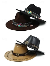 billiga Herrhattar-västerländsk hattdekorationsband - kohuvud, läder- och fjäderdekoration för cowboy- och cowgirlstil, perfekt för festivaler, rodeos och utomhusevenemang