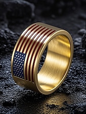 economico Gioielli da uomo-Anello da uomo in acciaio inossidabile con bandiera americana – gioiello patriottico per il giorno dell&#039;indipendenza, dichiarazione di moda a fascia larga per veterani, sostenitori militari ed eventi dell&#039;orgoglio degli Stati Uniti