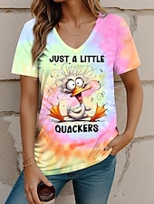 Women's T Shirt Graphic Animal Letter Stylish Casual Short Sleeve V Neck Regular Tops Daily Print Pink Summer Spring4