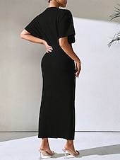 abordables Robe Simple-Femmes Robe Midi Robe de Soirée Robe d&#039;été Mode Classique Moderne Extérieur Vacances Fête Coupe régulière Uni Sans manches Col en V Noir Marron Abricot Été
