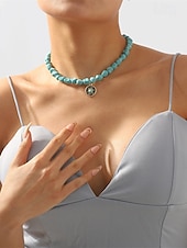 billiga Halsband och hängen-1st Halsband For Dam Sten Blå Gata Dagligen Legering Retro Orm Sol