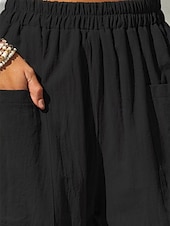 cheap Plain Cotton Linen Pant-Women&#039;s Cotton Linen Pants Baggy Pants Solid Color Vintage Fashion Streetwear Full Length High Waist Plain Pocket Elastic Waistband Comfy Soft Comfortable Micro-elastic Outdoor Vacation Street