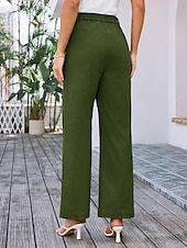 billiga breda ben och hög midja-Dam Brett skaft Byxor Streetwear Kontor Lång Hög midja Slät Ficka Högt snitt Mateial som andas Mjuk Microelastisk Semester Gata Dagliga kläder Svart Vit Gul Rosa Sommar Normal