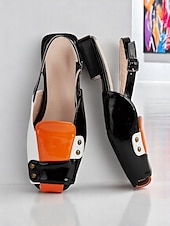 economico Ballerine da donna-scarpe basse da donna con cinturino posteriore e punta aperta colorblock – scarpe retrò con tacco basso per il lavoro quotidiano e gli spostamenti urbani