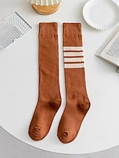 preiswerte Damensocken-Kniehohe, asymmetrisch gestreifte Damensocken – sportliche, über die Wade reichende Baumwollsocken für Schuluniformen für Schüler, Abschlussfeiern, Cheerleading und den Alltag