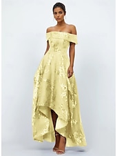 olcso Koktélruhák-A-vonalú Koktélruhák Elegáns Ruha Formális Esküvő Ankle Hossza Ujjatlan Off Shoulder Zsebes Tüll Zsebes Esküvői Vendég Ruha