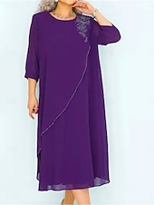 abordables Robe blanche-Robe midi femme Robe d&#039;été Couleur unie Robe à volants Décontractée Ajustement régulier Graphique Uni Manches 3/4 Col rond Noir Bleu Bleu ciel Violet Été