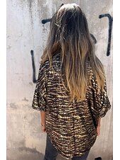 levne tričko umění a designu-Dámské Halenka Leopard Moderní Poloviční rukáv Do V Běžné topy Denní Dovolená Jdeme ven Tisk Stříbrná Černá Léto
